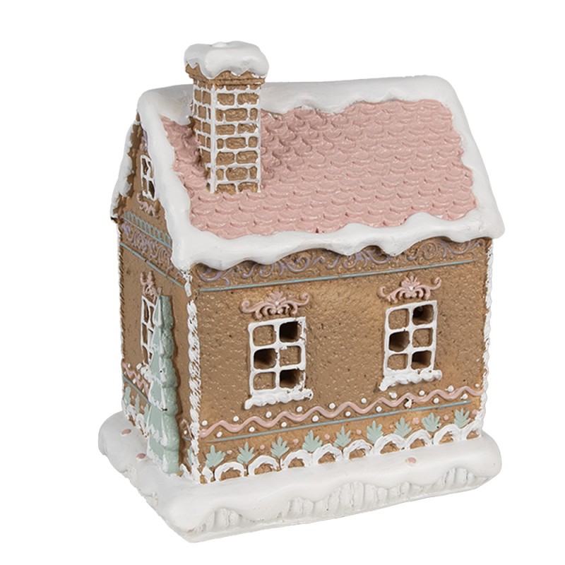 Clayre & Eef Maison en pain d'épices avec LED 13x10x16 cm Marron Polyrésine