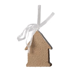 Clayre & Eef Weihnachtsanhänger Lebkuchenhaus 6x1x8 cm Braun Polyresin