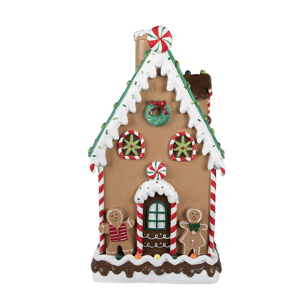 Clayre&Eef Gingerbread house 28x28x51 cm Bruin Polyresin afbeelding
