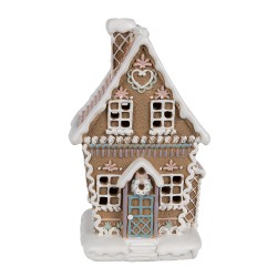 Clayre & Eef Gingerbread house met LED 13x10x21 cm Bruin Polyresin