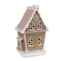 Clayre & Eef Gingerbread house met LED 13x10x21 cm Bruin Polyresin