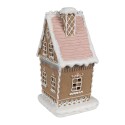 Clayre & Eef Gingerbread house met LED 13x10x21 cm Bruin Polyresin