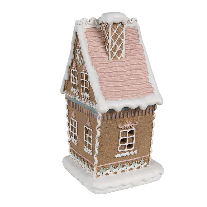 Clayre & Eef Gingerbread house met LED 13x10x21 cm Bruin Polyresin
