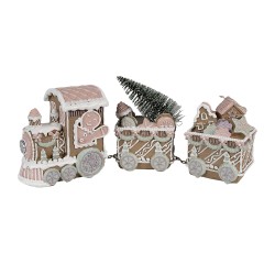 Clayre & Eef Christmas Decoration with LED Lighting Train 30x7x12 cm Brown Polyresin