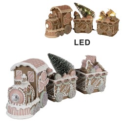 Clayre & Eef Christmas Decoration with LED Lighting Train 30x7x12 cm Brown Polyresin