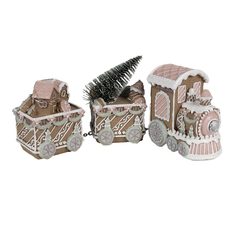 Clayre & Eef Christmas Decoration with LED Lighting Train 30x7x12 cm Brown Polyresin