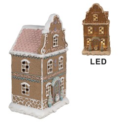 Clayre & Eef Casa di pan di zenzero con LED 12x9x20 cm Marrone Poliresina