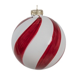 Clayre & Eef Palla di natale Ø 8x8 cm Rosso Bianco Vetro