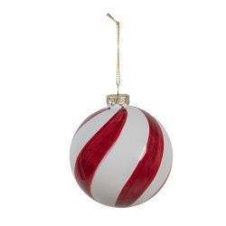 Clayre & Eef Palla di natale Ø 8x8 cm Rosso Bianco Vetro
