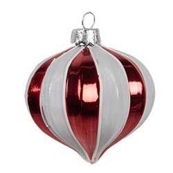 Clayre & Eef Palla di natale Ø 8x8 cm Rosso Bianco Vetro