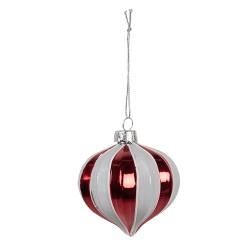 Clayre & Eef Palla di natale Ø 8x8 cm Rosso Bianco Vetro