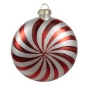 Clayre & Eef Palla di natale 8x3x8 cm Rosso Bianco Vetro