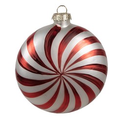 Clayre & Eef Palla di natale 8x3x8 cm Rosso Bianco Vetro