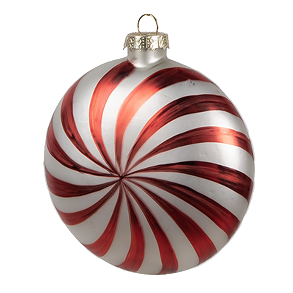 Clayre & Eef Kerstbal 10x4x10 cm Rood Wit Glas afbeelding