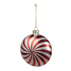 Clayre & Eef Palla di natale 10x4x10 cm Rosso Bianco Vetro