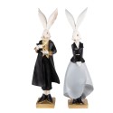 Clayre & Eef Figurine Rabbit 14x12x47 / 14x12x47 cm Black Grey Polyresin