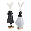 Clayre & Eef Figurine Rabbit 14x12x47 / 14x12x47 cm Black Grey Polyresin