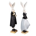 Clayre & Eef Figurine Rabbit 14x12x47 / 14x12x47 cm Black Grey Polyresin