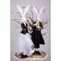 Clayre & Eef Figurine Rabbit 14x12x47 / 14x12x47 cm Black Grey Polyresin