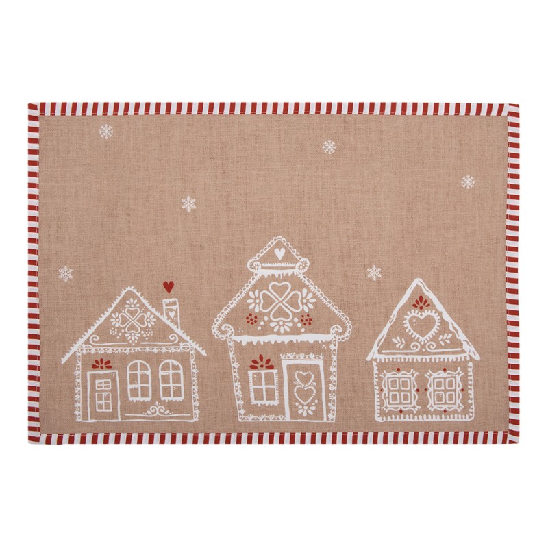 Clayre & Eef Tovagliette set di 6 48x33 cm Marrone Cotone Casa di pan di zenzero