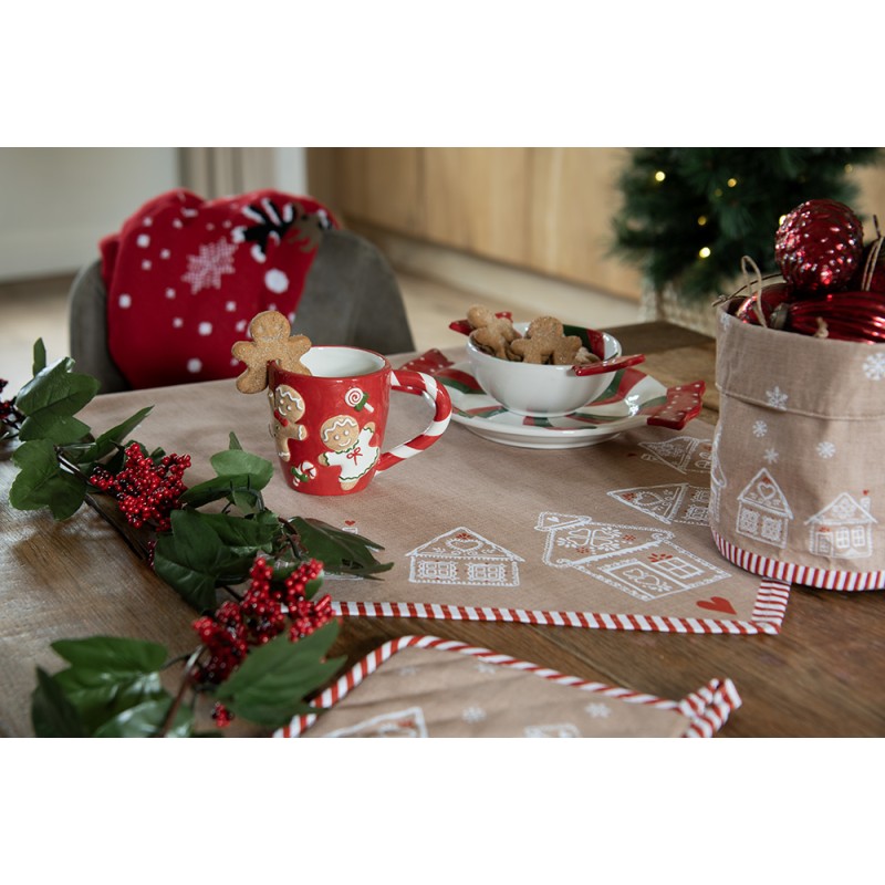 Clayre & Eef Tovagliette set di 6 48x33 cm Marrone Cotone Casa di pan di zenzero