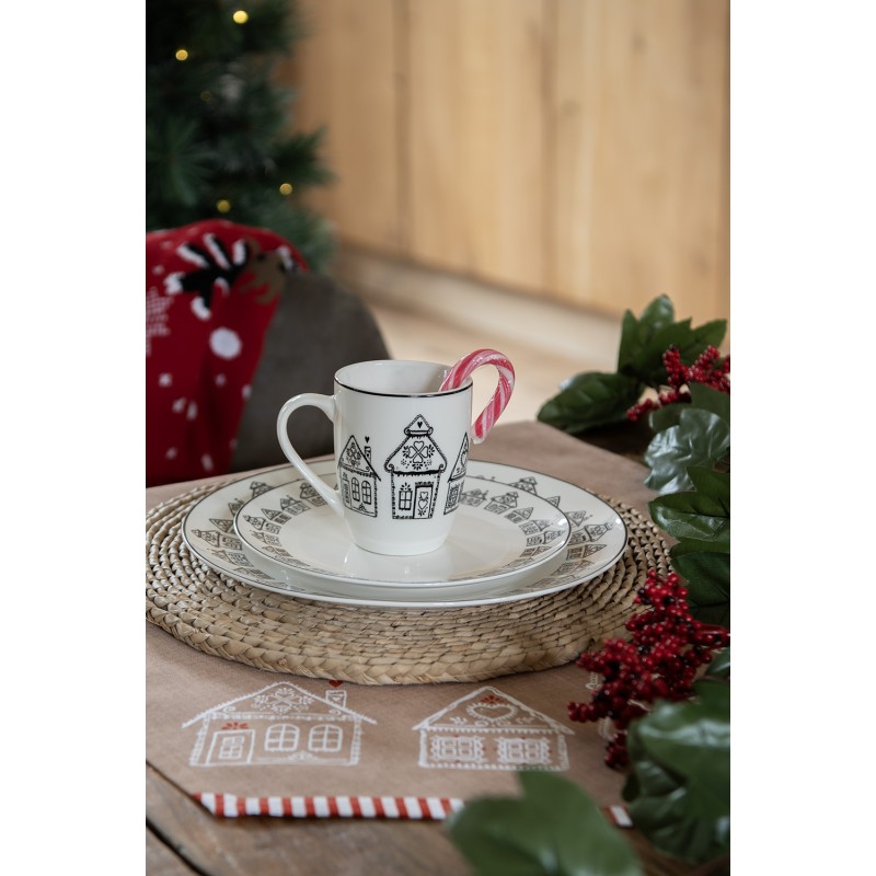Clayre & Eef Tovagliette set di 6 48x33 cm Marrone Cotone Casa di pan di zenzero