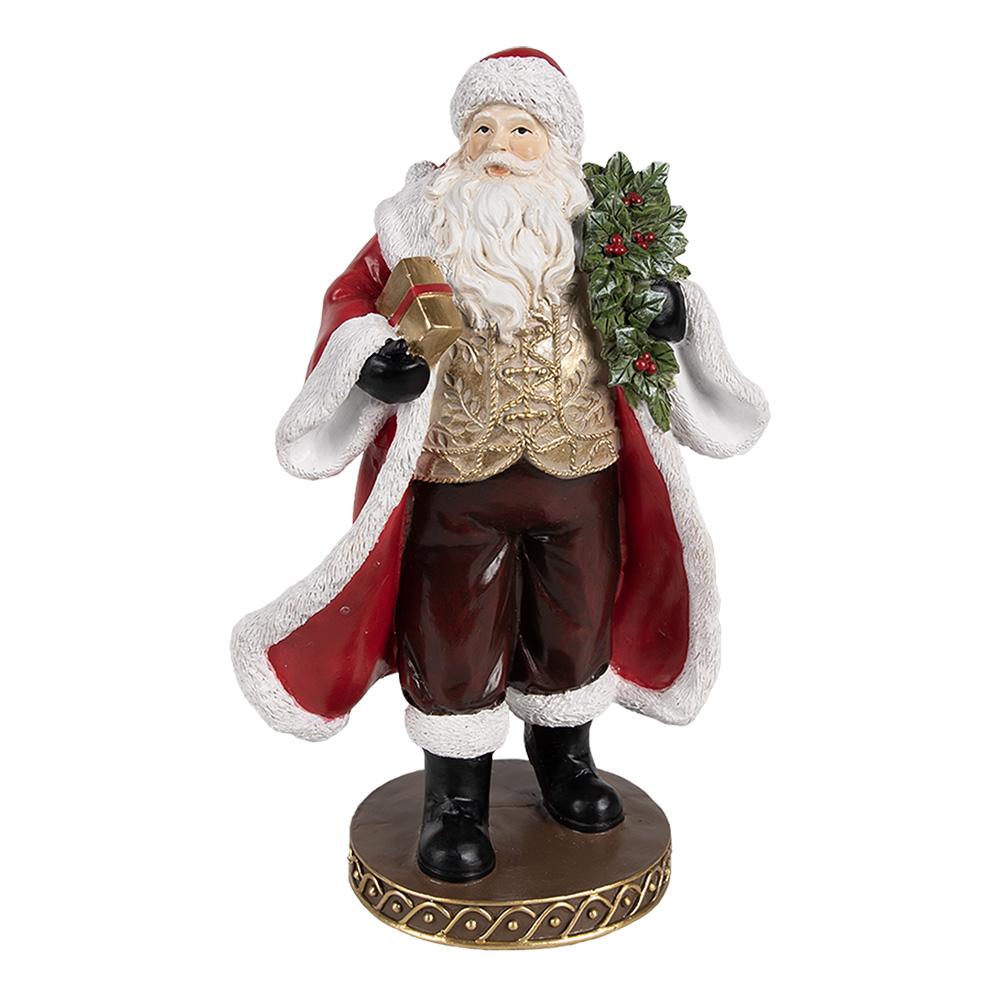 Clayre & Eef Kerstdecoratie Beeld Kerstman 23 cm Rood Kunststof afbeelding 1