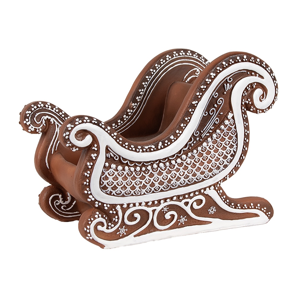 Clayre & Eef Kerstdecoratie Beeld Slee 20x12x15 cm Bruin Kunststof afbeelding 1