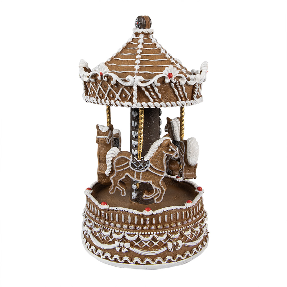 Clayre & Eef Muziekdoos Draaimolen Ø 12x22 cm Bruin Kunststof afbeelding 1