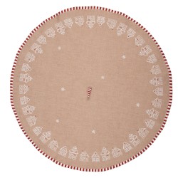 Clayre & Eef Torchon Ø 80 cm Marron Coton Rond Maison en pain d'épices