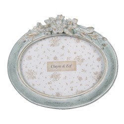 Clayre & Eef Photo Frame 13x18 cm Green Plastic Oval