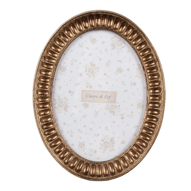 Clayre & Eef Cornice per foto 13x18 cm Color oro Plastica Ovale