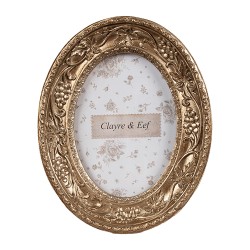 Clayre & Eef Photo Frame 6x9 cm Gold colored Plastic Oval