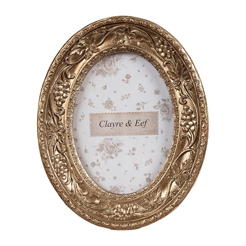 Clayre & Eef Photo Frame 6x9 cm Gold colored Plastic Oval