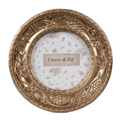 Clayre & Eef Bilderrahmen 7x7 cm Goldfarbig Kunststoff Rund