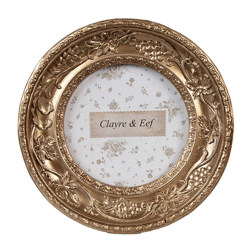 Clayre & Eef Bilderrahmen 7x7 cm Goldfarbig Kunststoff Rund
