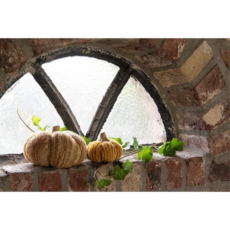 Clayre & Eef Decorazione Zucca Ø 15x12 cm Marrone Tessuto