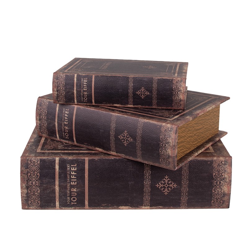 Clayre & Eef Aufbewahrungsbox 3er Set Bücher 27/22/17 cm Braun Holz