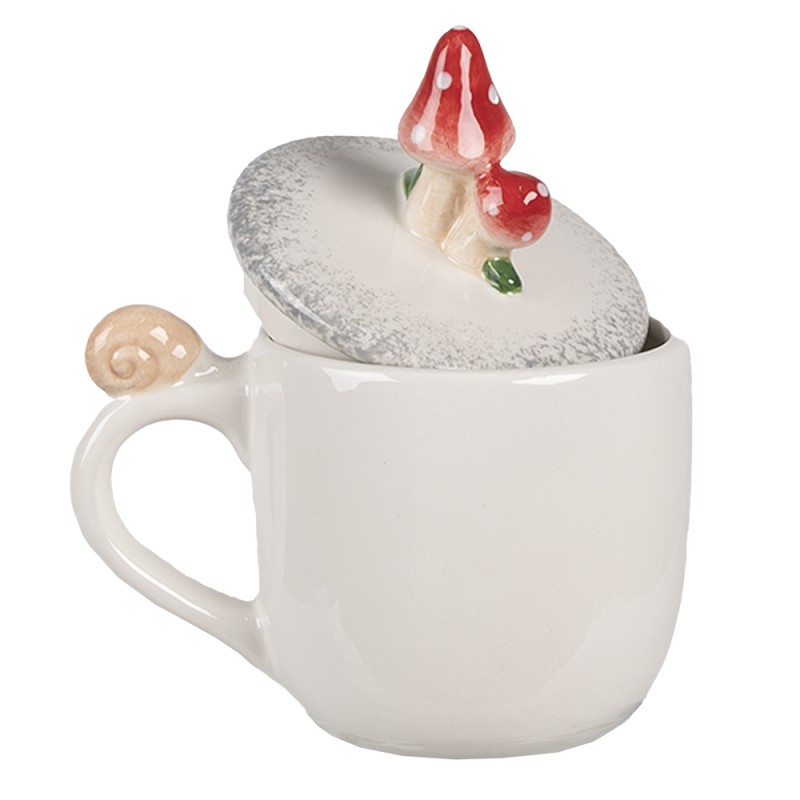 Clayre & Eef Tasse 400 ml Weiß Rot Keramik Pilze