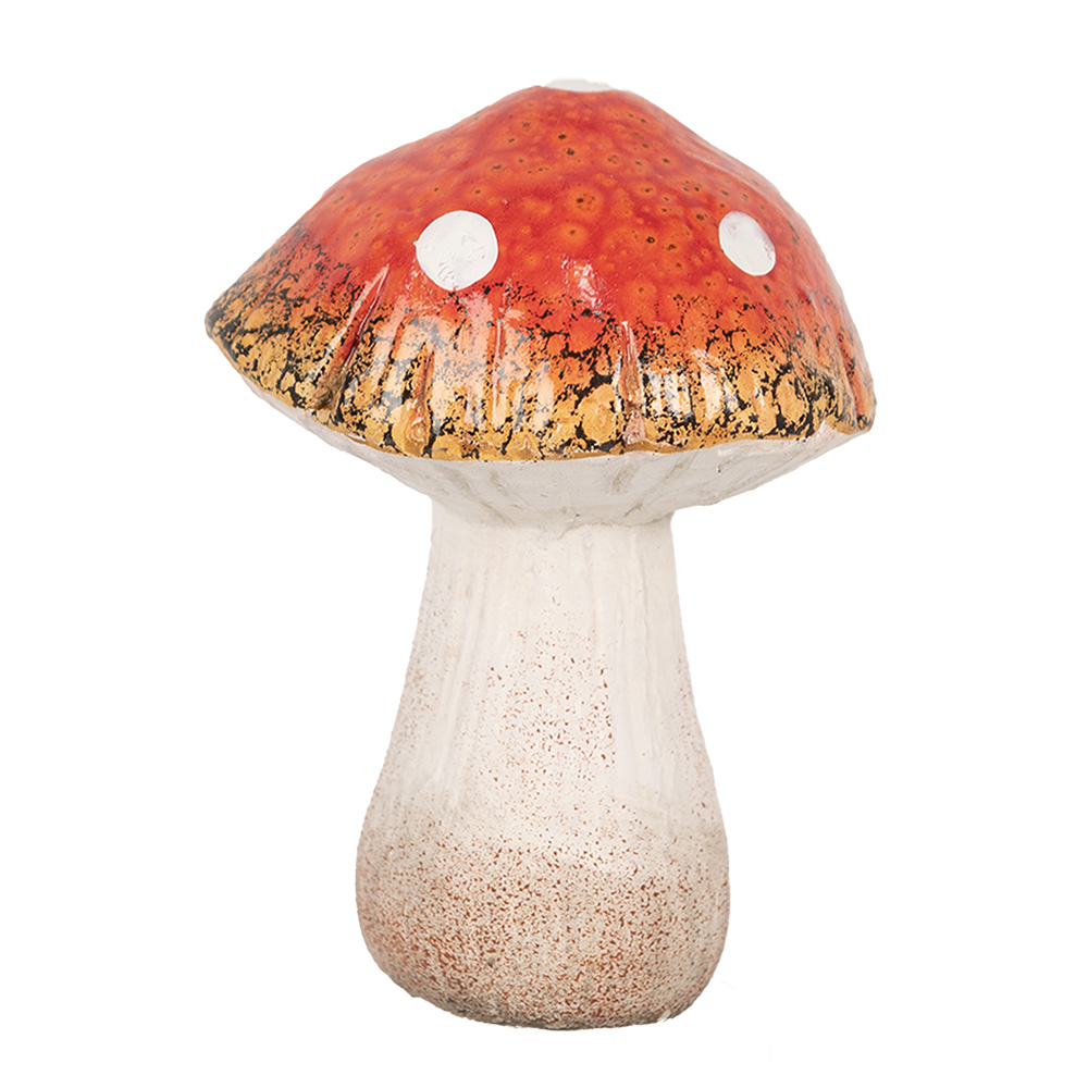 Clayre&Eef Decoratie Paddenstoel 9x8x12 cm Rood Wit Keramiek afbeelding
