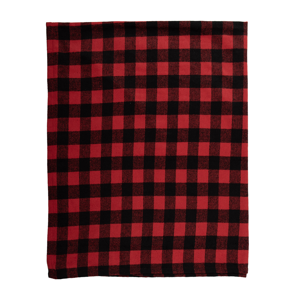 Clayre&Eef Plaid 130x170 cm Rood Zwart Polyester Ruiten afbeelding