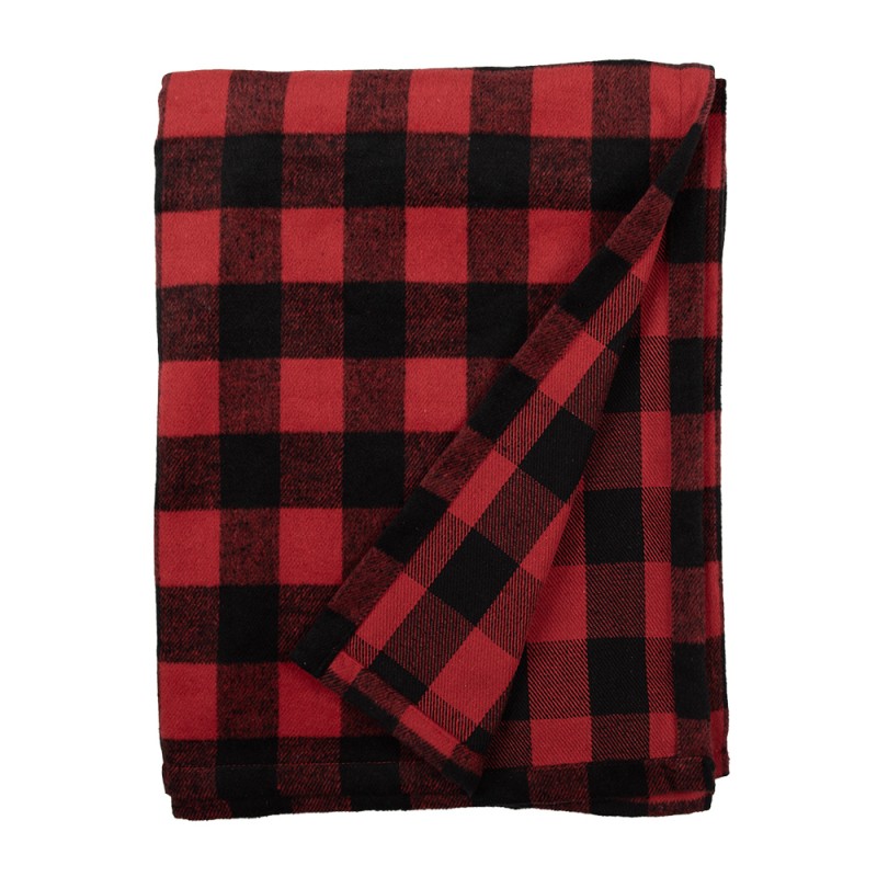 Clayre & Eef Throw Blanket 130x170 cm Red Black Polyester Diamonds
