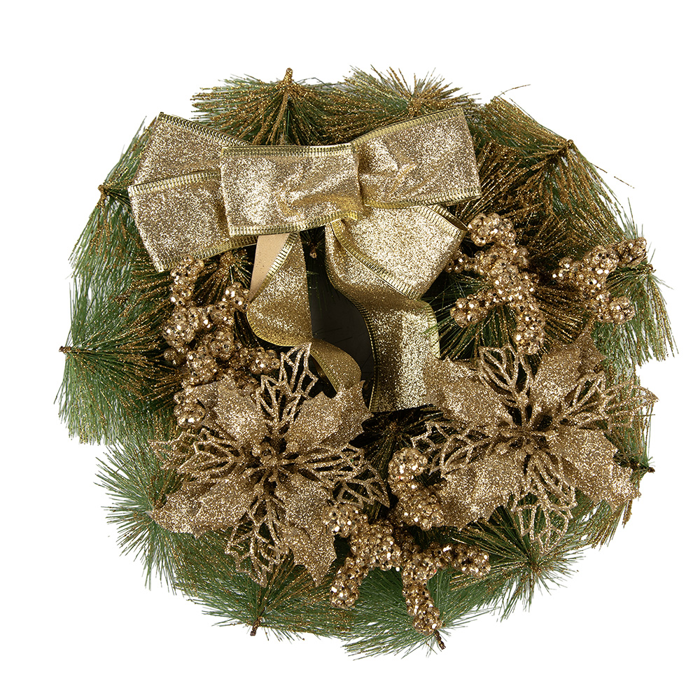 Clayre&Eef KerstkransØ 30 cm Goudkleurig Kunststof afbeelding