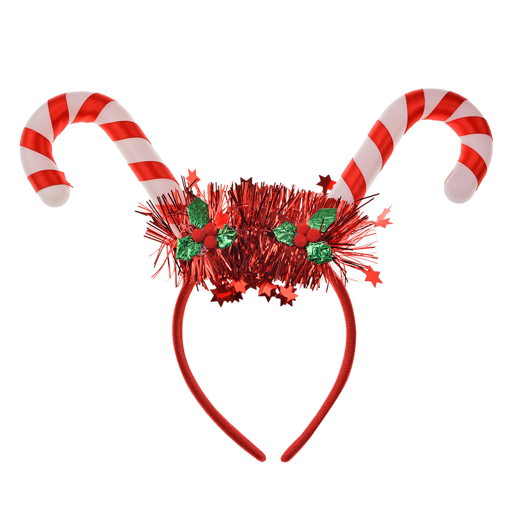 Clayre&Eef Kerst Haarband 28x3x23 cm Rood Kunststof Zuurstok Kerst