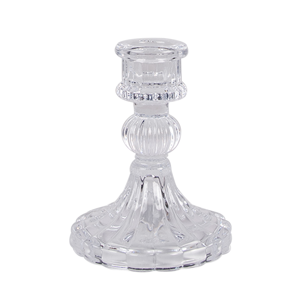 Clayre & Eef Kandelaar Ø 8x11 cm Transparant Glas afbeelding
