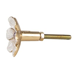 Clayre & Eef Poignée de porte Fleur Ø 4x3 cm Blanc Métal
