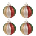Clayre & Eef Kerstbal Set van 4 Ø 8x8 cm Rood Groen Glas