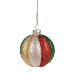 Clayre & Eef Kerstbal Set van 4 Ø 8x8 cm Rood Groen Glas
