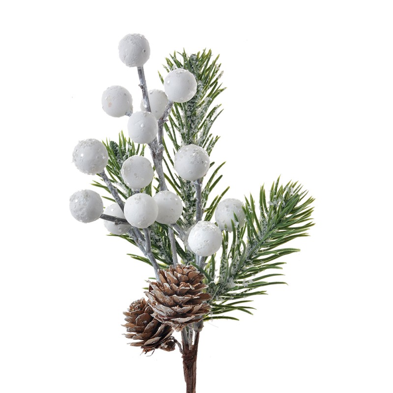 Clayre & Eef Branche décoration 22 cm Blanc Vert Plastique
