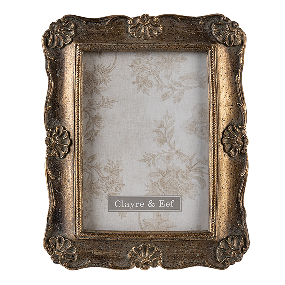 Clayre & Eef Fotolijst 10x15 cm Goudkleurig Polyresin afbeelding 1
